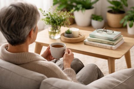 personne-canape-tasse-the-plantes