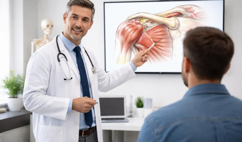 medecin-blouse-blanche-ecran-epaule