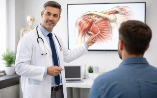 medecin-blouse-blanche-ecran-epaule