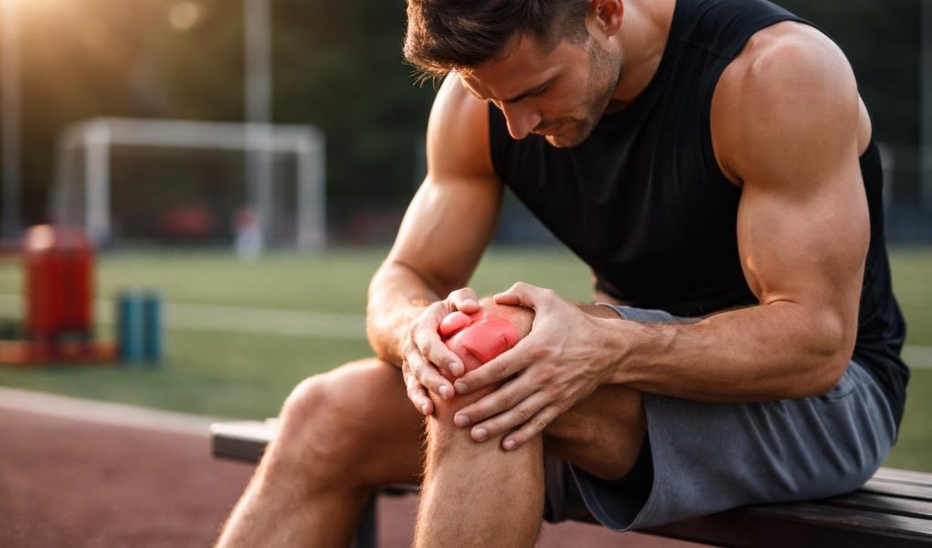 athlete-dos-banc-genou-douloureux