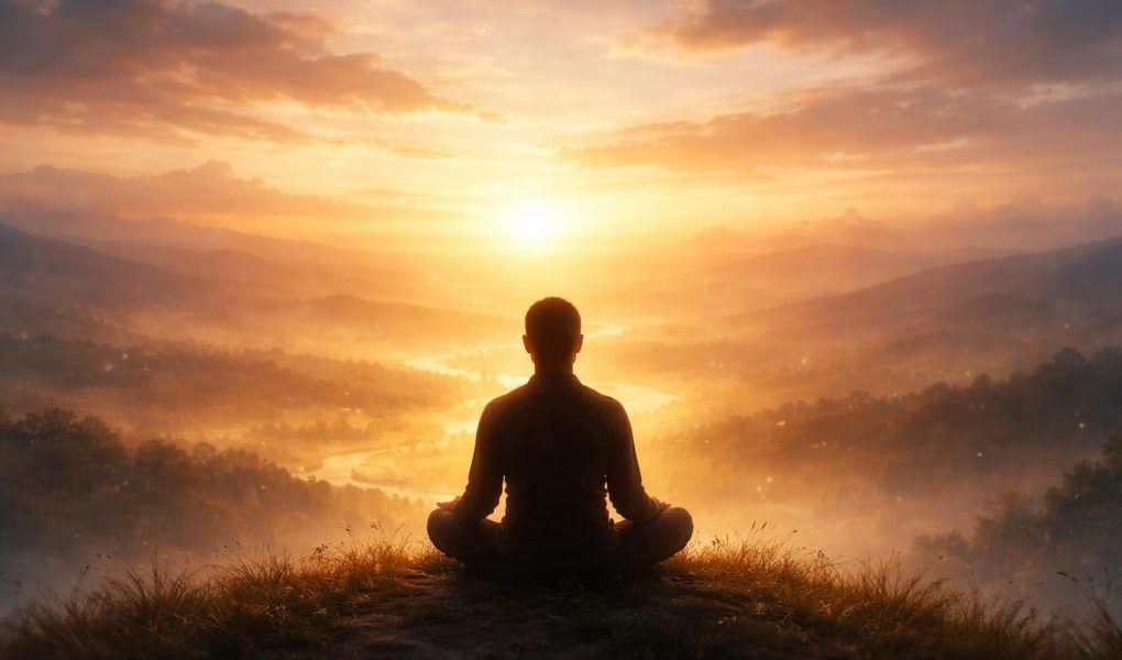 silhouette-meditation-coucher-soleil-colline