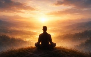 silhouette-meditation-coucher-soleil-colline