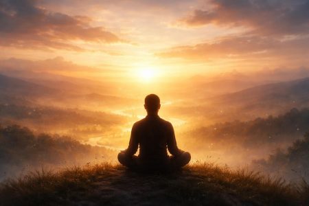silhouette-meditation-coucher-soleil-colline