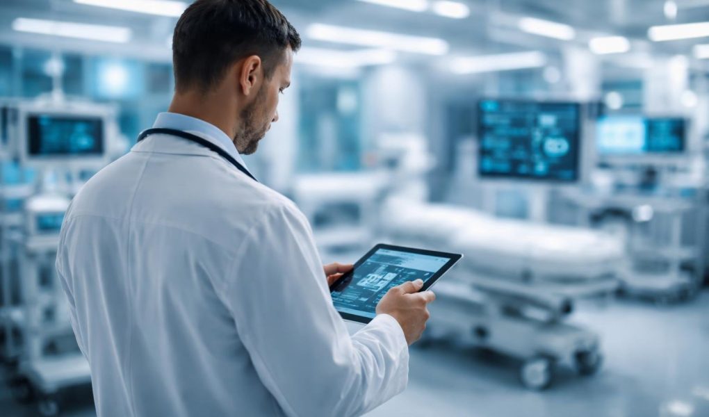 professionnel-sante-tablette-hopital-moderne