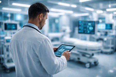 professionnel-sante-tablette-hopital-moderne