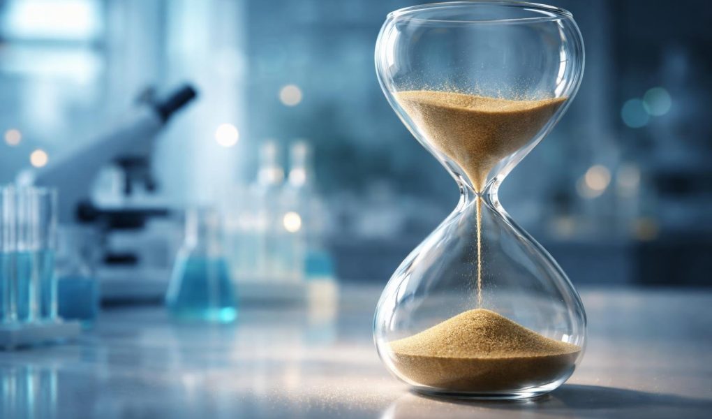 sablier-moderne-sable-dore-ambiance-scientifique