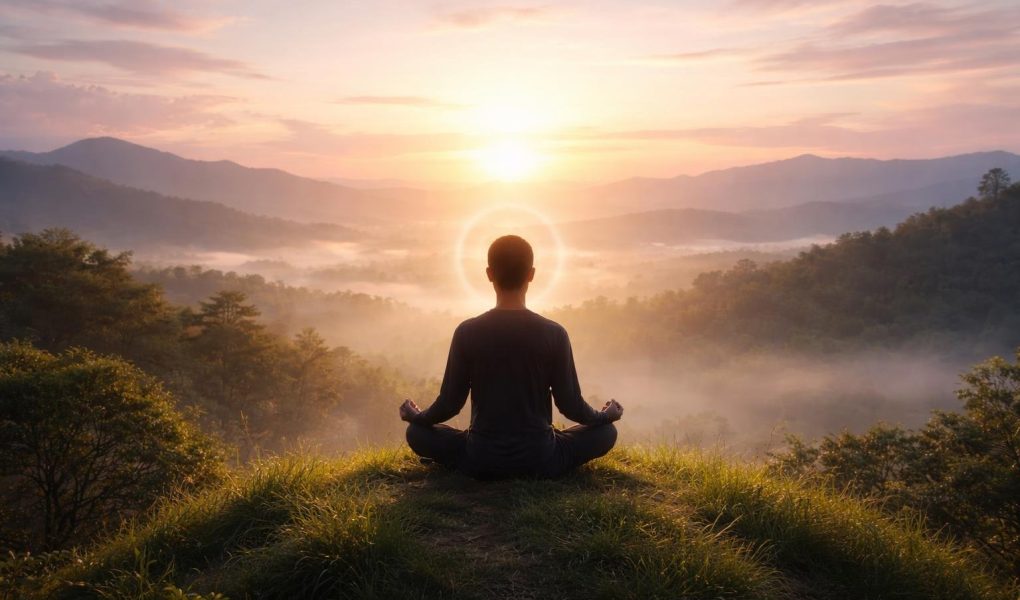 silhouette-dos-meditation-colline-lever-soleil