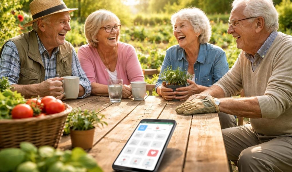 personnes-agees-jardin-smartphone-atmosphere-conviviale