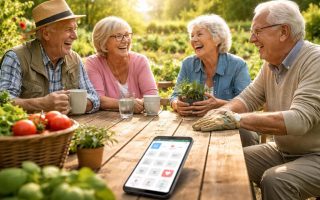 personnes-agees-jardin-smartphone-atmosphere-conviviale